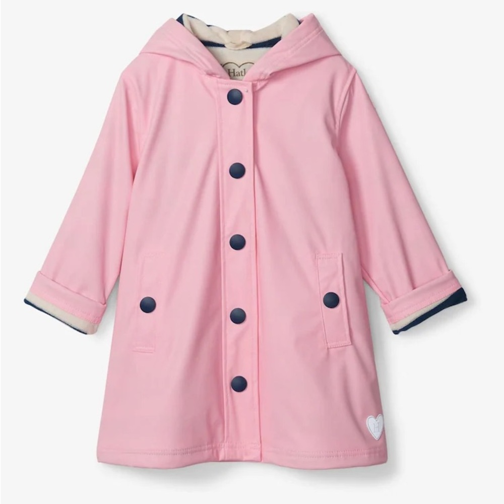 Hatley Pink Waterproof Splash Jacket Girls Size 2 Raincoat Hooded